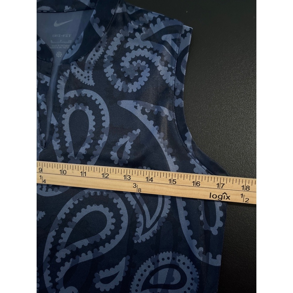 Nike Dri-FIT Blue Paisley Sleeveless Top Small Golf Tennis Activewear - Picture 5 of 9